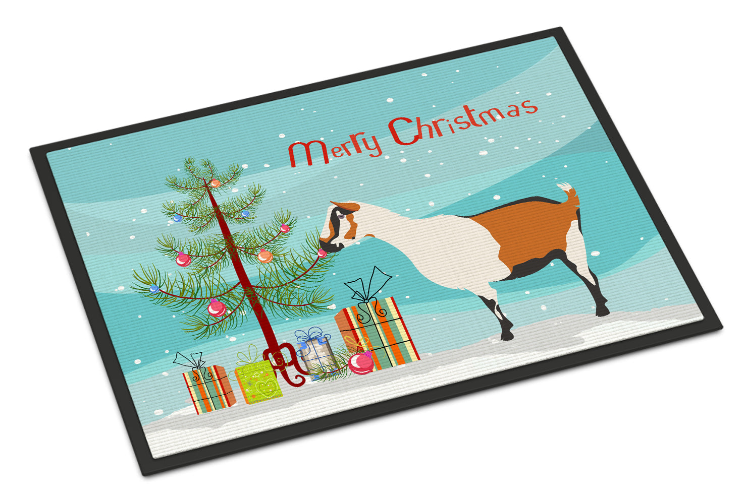 Alpine Goat Christmas Doormat Indoor Outdoor 18H X 27W Front Door Mat Rugs for Entryway, Non Slip Washable
