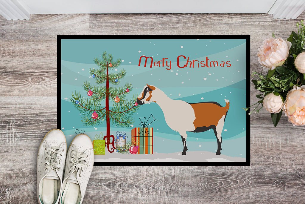 Alpine Goat Christmas Doormat Indoor Outdoor 18H X 27W Front Door Mat Rugs for Entryway, Non Slip Washable