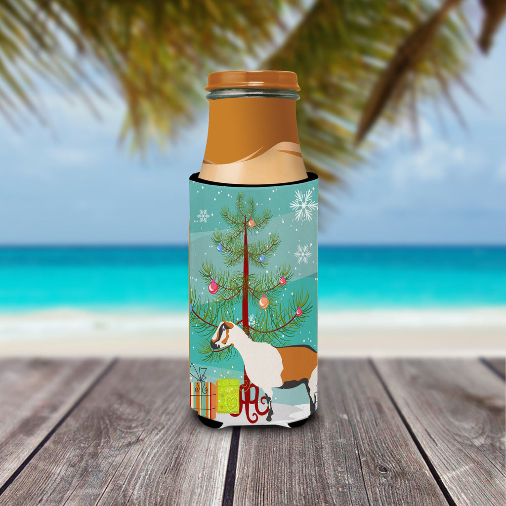Alpine Goat Christmas Slim Can Hugger , Insulated Foam Hugger for 12 oz Slim Cans, Beer Bottles & Water Bottles, Printed in USA