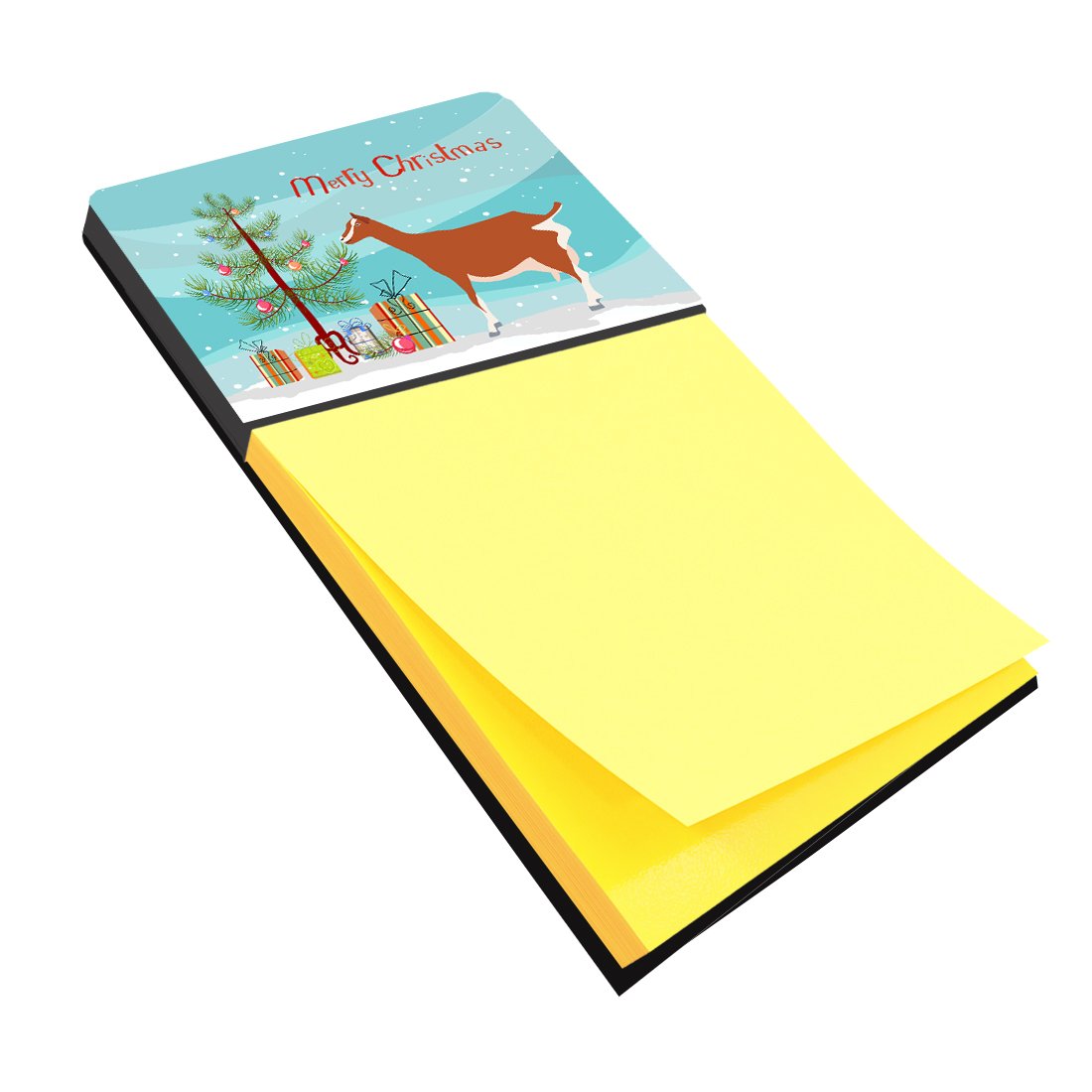 Toggenburger Goat Christmas Watercolor Sticky Note Holder Refillable Dispenser Desk Accessory 3x3 Pad Gift