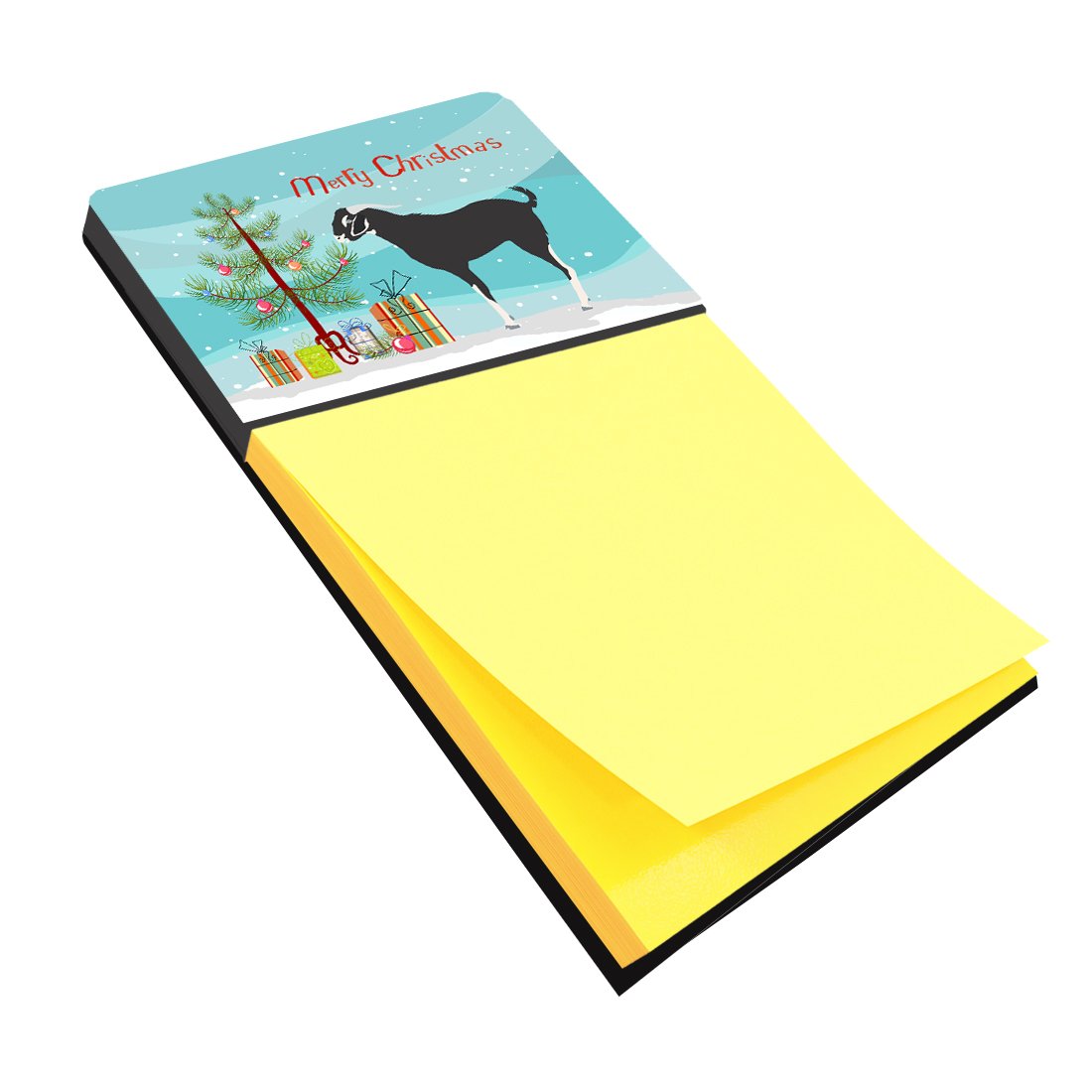 Black Bengal Goat Christmas Watercolor Sticky Note Holder Refillable Dispenser Desk Accessory 3x3 Pad Gift
