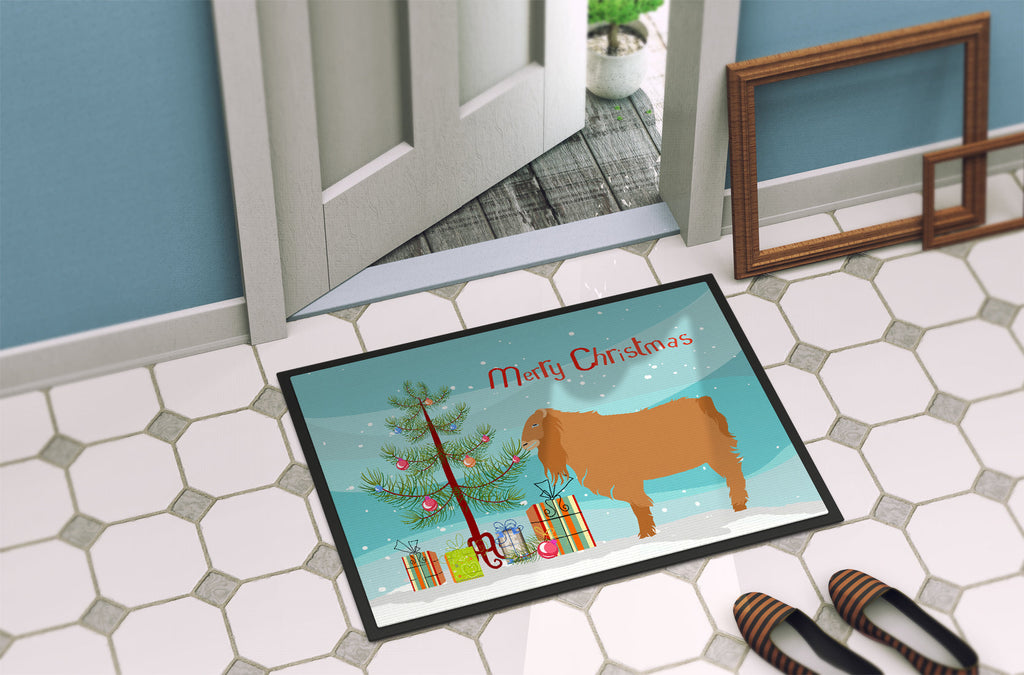 American Lamancha Goat Christmas Doormat Indoor Outdoor 24H X 36W Front Door Mat Rugs for Entryway, Non Slip Washable Low Pile,