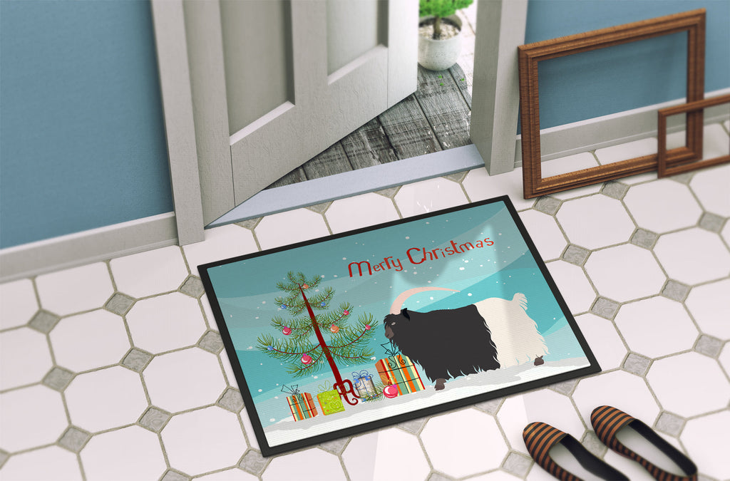 Welsh Black-Necked Goat Christmas Doormat Indoor Outdoor 24H X 36W Front Door Mat Rugs for Entryway, Non Slip Washable Low Pile,