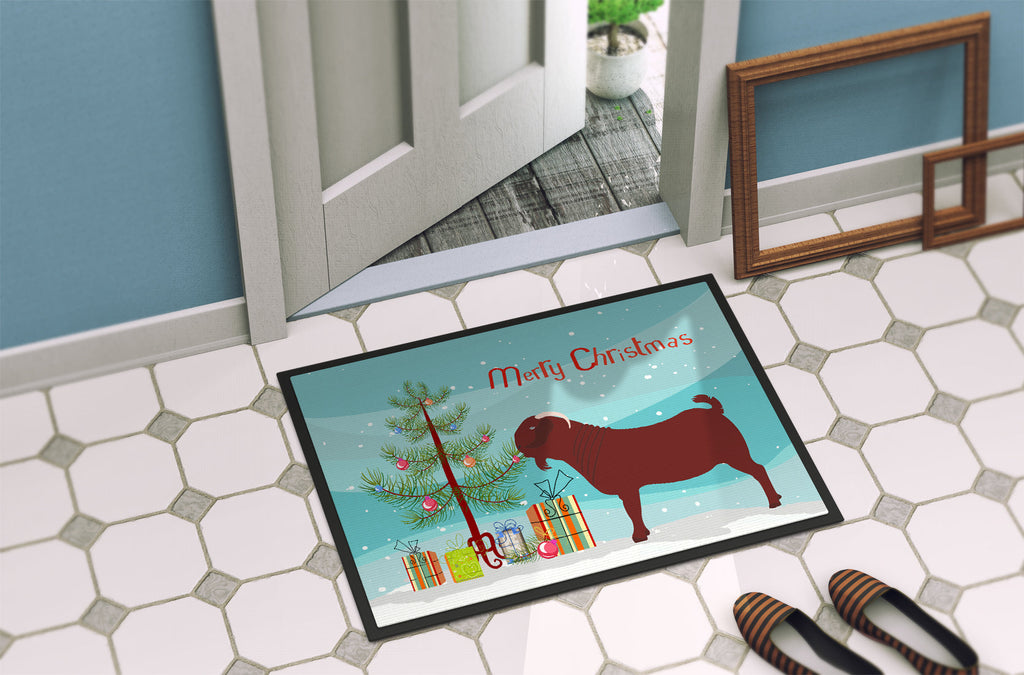Kalahari Red Goat Christmas Doormat Indoor Outdoor 24H X 36W Front Door Mat Rugs for Entryway, Non Slip Washable Low Pile,