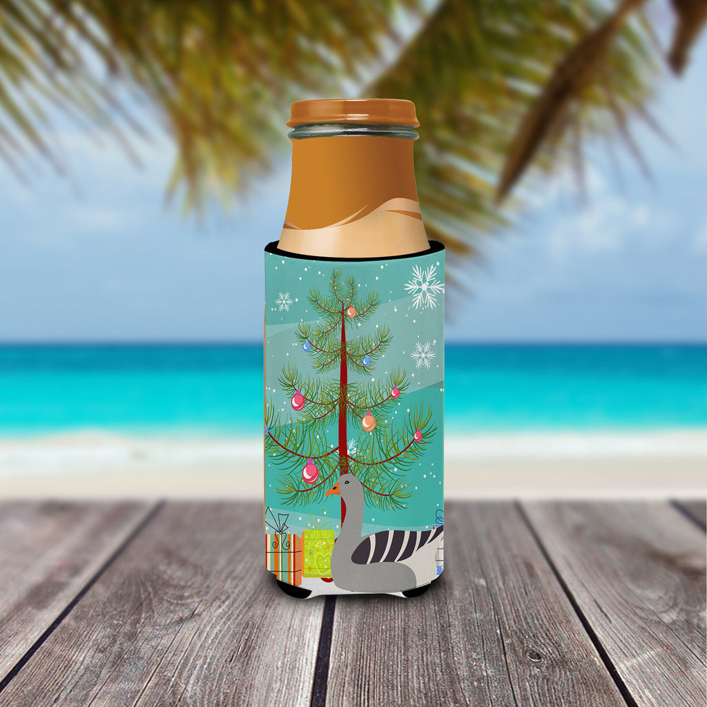 Pilgrim Goose Christmas Slim Can Hugger , Insulated Foam Hugger for 12 oz Slim Cans, Beer Bottles & Water Bottles, Printed in USA