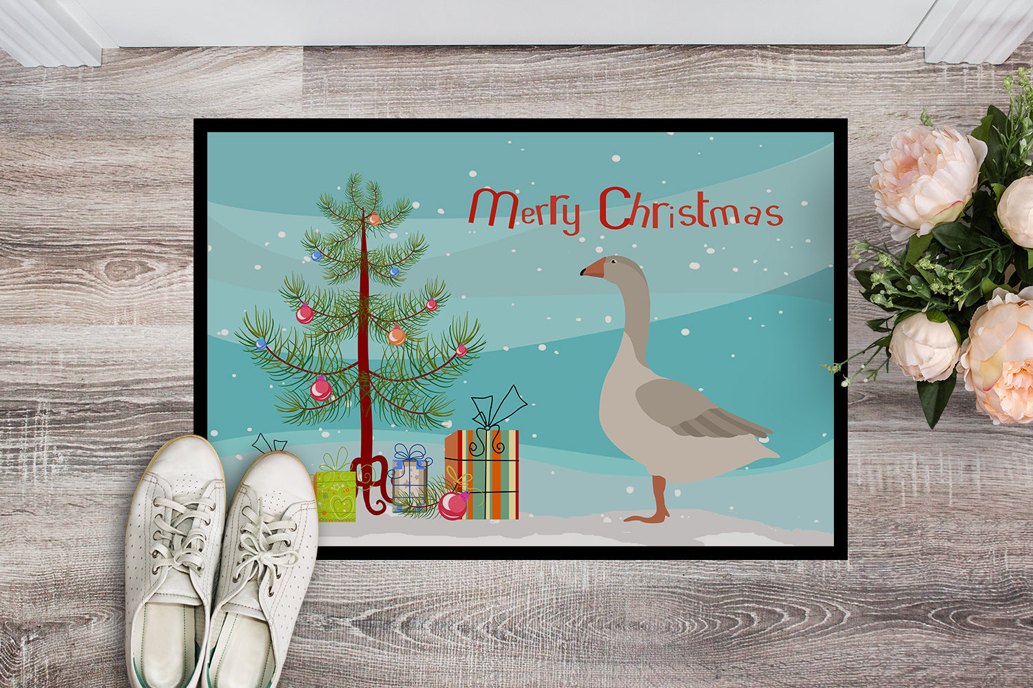 Steinbacher Goose Christmas Doormat Indoor Outdoor 24H X 36W Front Door Mat Rugs for Entryway, Non Slip Washable Low Pile,