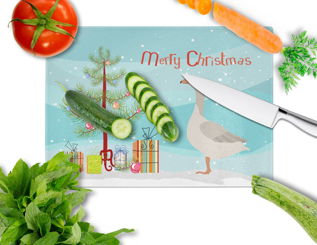 Steinbacher Goose Christmas Cutting Board Tempered Glass Kitchen Cutting Surface, Heat Resistant Chopping, Non-Slip Feet, Food Prep & Serving