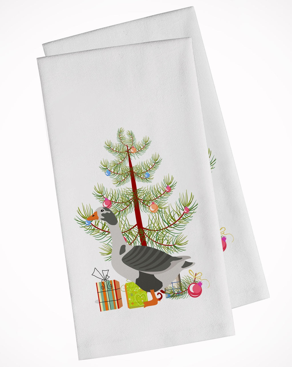 West of England Goose Christmas Kitchen Towel Set of 2 White Dish Towels Decorative Bathroom Hand towel for Hand, Face, Hair, Yoga, Tea, Dishcloth, 19 X 28", White