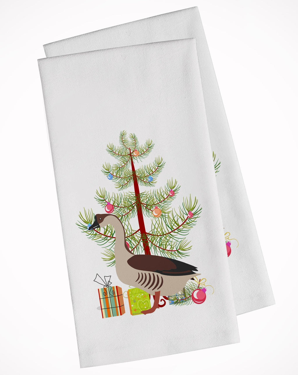Chinese Goose Christmas Kitchen Towel Set of 2 White Dish Towels Decorative Bathroom Hand towel for Hand, Face, Hair, Yoga, Tea, Dishcloth, 19 X 28", White