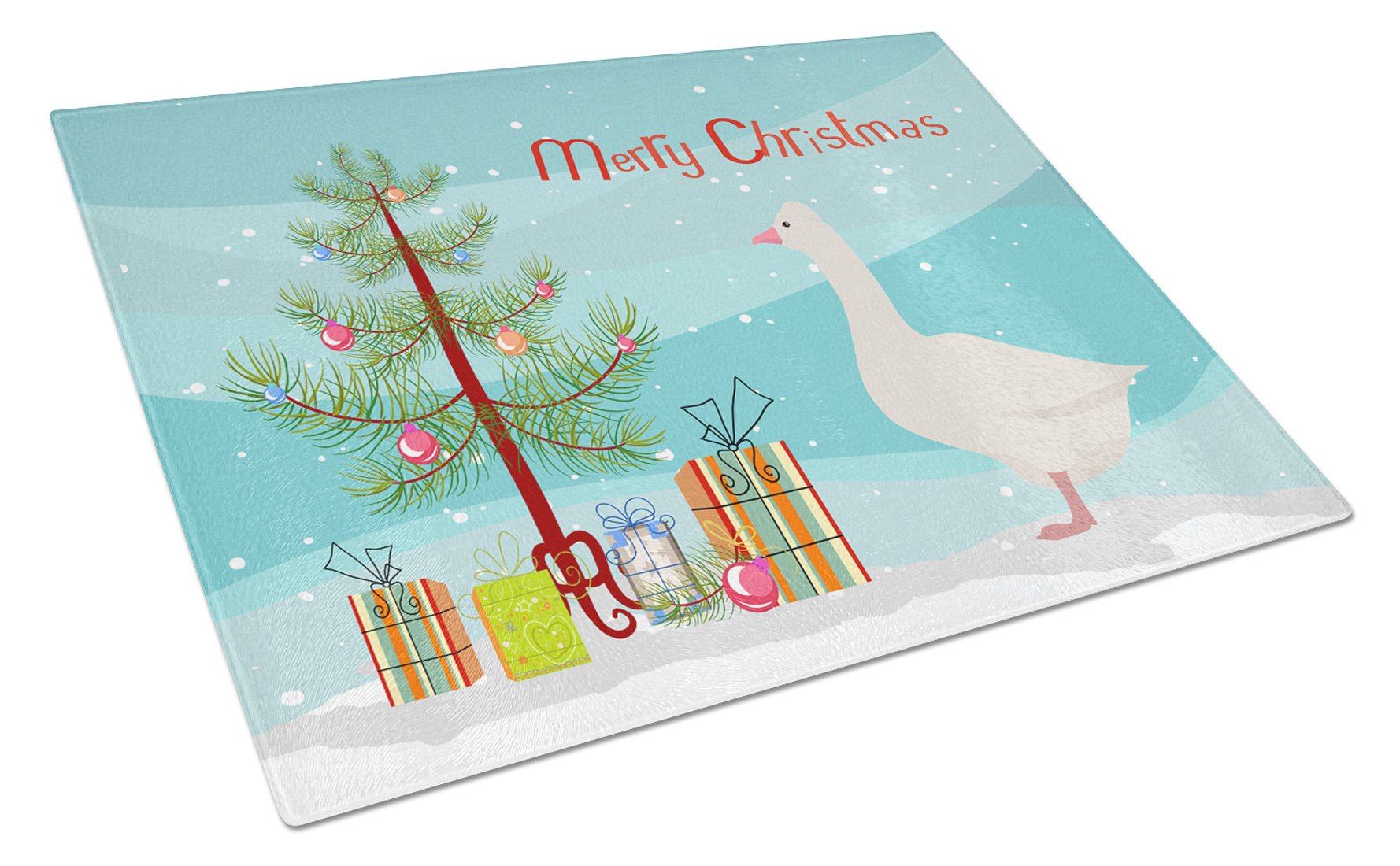 Roman Goose Christmas Cutting Board Tempered Glass Kitchen Cutting Surface, Heat Resistant Chopping, Non-Slip Feet, Food Prep & Serving