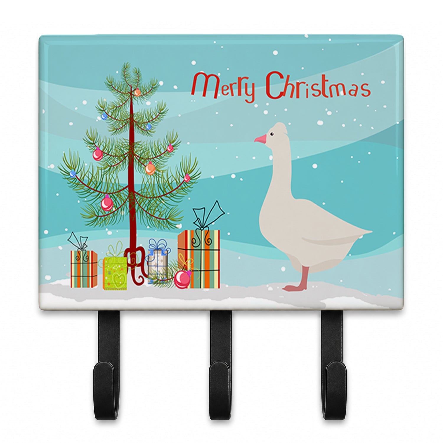 Roman Goose Christmas Leash or Key Holder Wall Hooks, Coat Rack Wall Mount, for Hanging Keys, Towels, Aprons, Leashes