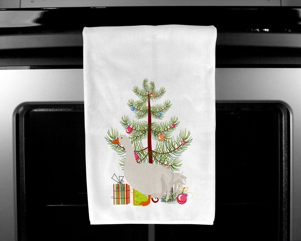 Sebastopol Goose Christmas Kitchen Towel Set of 2 White Dish Towels Decorative Bathroom Hand towel for Hand, Face, Hair, Yoga, Tea, Dishcloth, 19 X 28", White