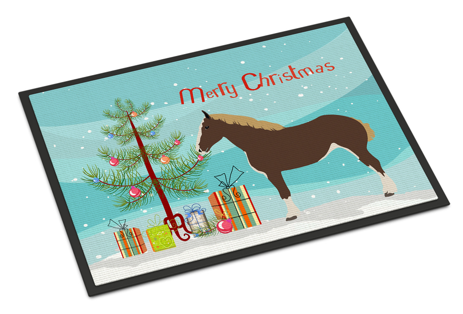 Percheron Horse Christmas Doormat Indoor Outdoor 24H X 36W Front Door Mat Rugs for Entryway, Non Slip Washable Low Pile,