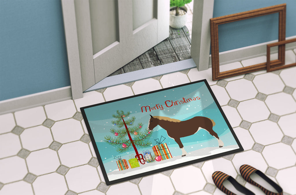 Percheron Horse Christmas Doormat Indoor Outdoor 24H X 36W Front Door Mat Rugs for Entryway, Non Slip Washable Low Pile,