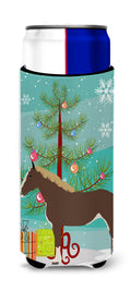 Percheron Horse Christmas Slim Can Hugger , Insulated Foam Hugger for 12 oz Slim Cans, Beer Bottles & Water Bottles, Printed in USA