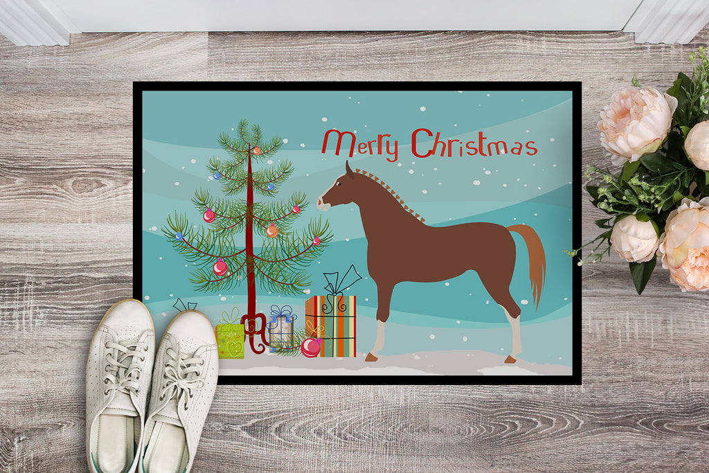 Hannoverian Horse Christmas Doormat Indoor Outdoor 18H X 27W Front Door Mat Rugs for Entryway, Non Slip Washable