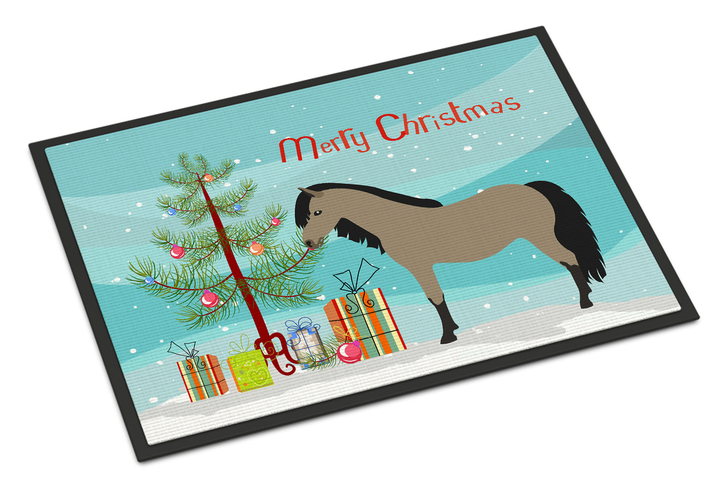 Welsh Pony Horse Christmas Doormat Indoor Outdoor 24H X 36W Front Door Mat Rugs for Entryway, Non Slip Washable Low Pile,
