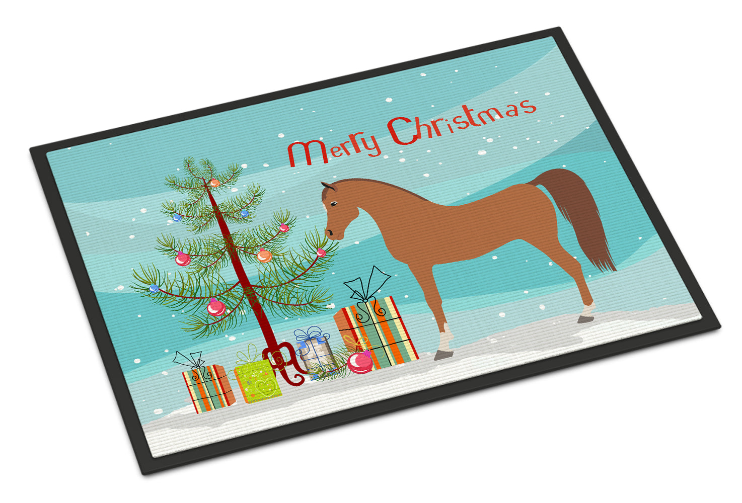 Arabian Horse Christmas Doormat Indoor Outdoor 24H X 36W Front Door Mat Rugs for Entryway, Non Slip Washable Low Pile,