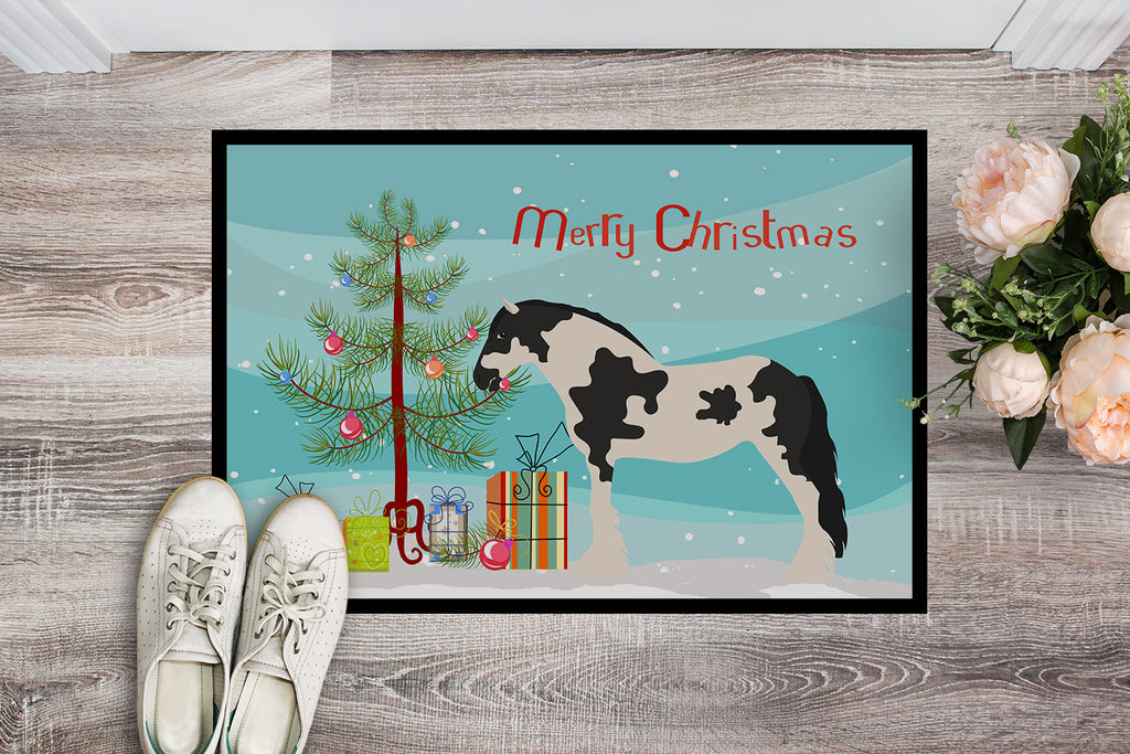 Cyldesdale Horse Christmas Doormat Indoor Outdoor 24H X 36W Front Door Mat Rugs for Entryway, Non Slip Washable Low Pile,