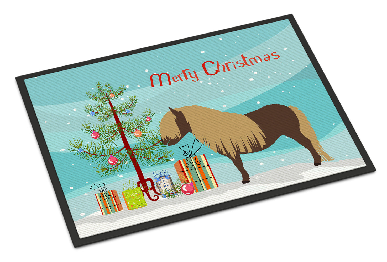 Shetland Pony Horse Christmas Doormat Indoor Outdoor 24H X 36W Front Door Mat Rugs for Entryway, Non Slip Washable Low Pile,