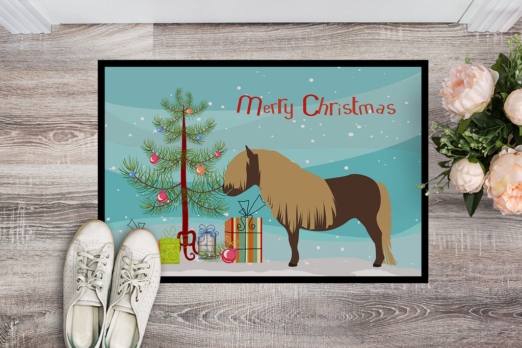 Shetland Pony Horse Christmas Doormat Indoor Outdoor 18H X 27W Front Door Mat Rugs for Entryway, Non Slip Washable