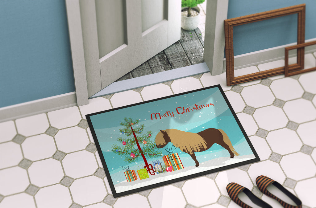 Shetland Pony Horse Christmas Doormat Indoor Outdoor 18H X 27W Front Door Mat Rugs for Entryway, Non Slip Washable