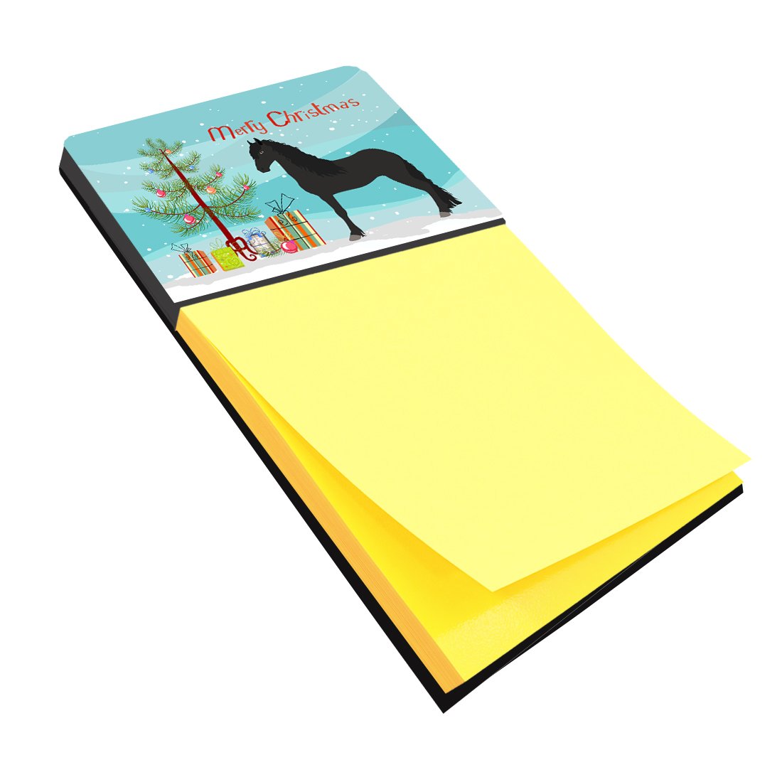 Friesian Horse Christmas Watercolor Sticky Note Holder Refillable Dispenser Desk Accessory 3x3 Pad Gift