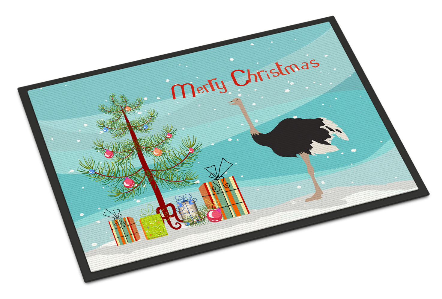 Common Ostrich Christmas Doormat Indoor Outdoor 18H X 27W Front Door Mat Rugs for Entryway, Non Slip Washable