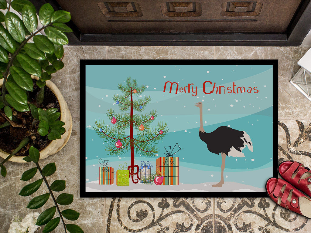 Common Ostrich Christmas Doormat Indoor Outdoor 18H X 27W Front Door Mat Rugs for Entryway, Non Slip Washable