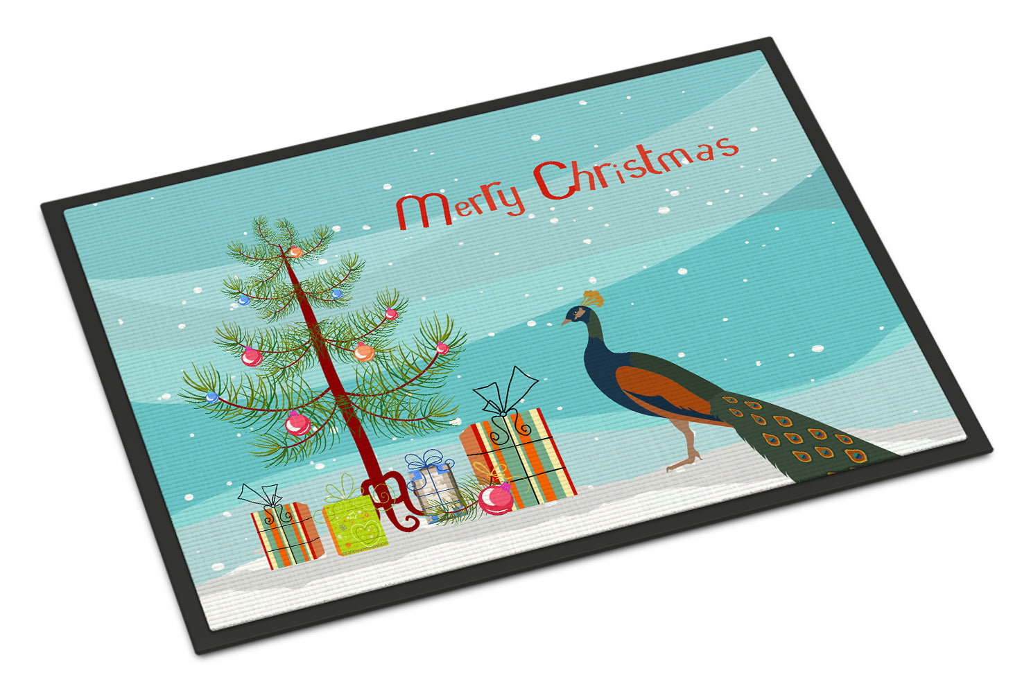 Indian Peacock Peafowl Christmas Doormat Indoor Outdoor 24H X 36W Front Door Mat Rugs for Entryway, Non Slip Washable Low Pile,