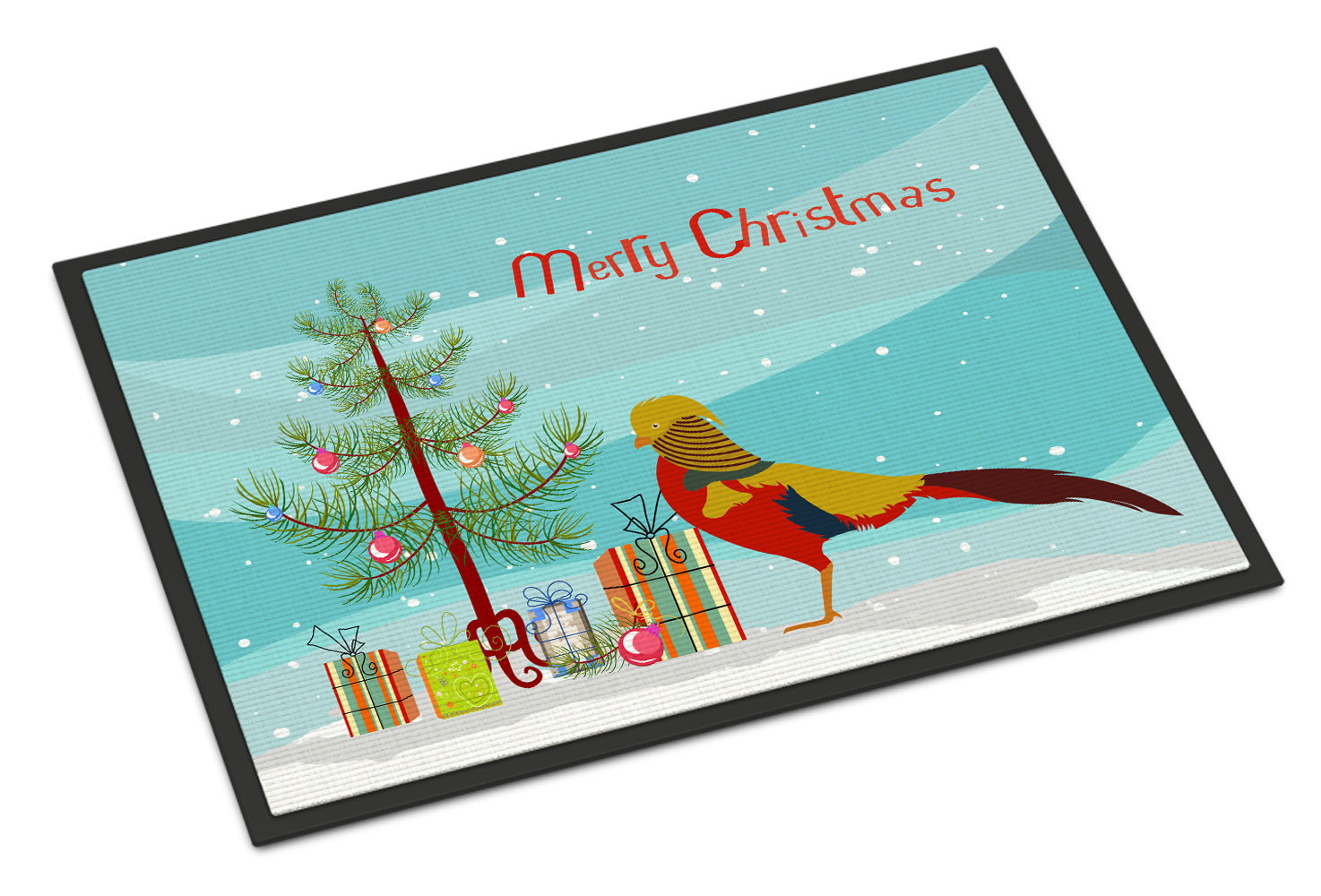 Golden or Chinese Pheasant Christmas Doormat Indoor Outdoor 18H X 27W Front Door Mat Rugs for Entryway, Non Slip Washable