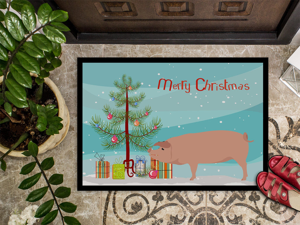 American Landrace Pig Christmas Doormat Indoor Outdoor 24H X 36W Front Door Mat Rugs for Entryway, Non Slip Washable Low Pile,