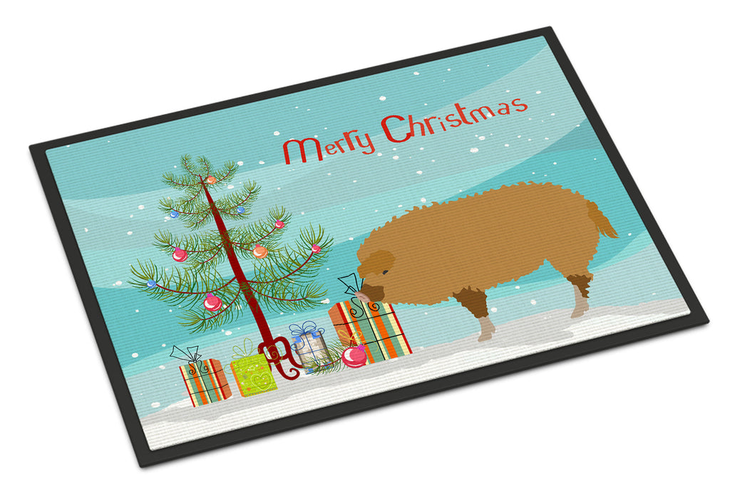 Hungarian Mangalica Pig Christmas Doormat Indoor Outdoor 24H X 36W Front Door Mat Rugs for Entryway, Non Slip Washable Low Pile,