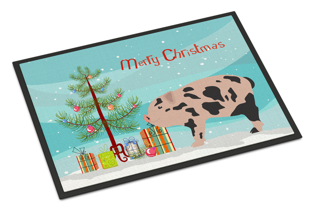 Mini Miniature Pig Christmas Doormat Indoor Outdoor 18H X 27W Front Door Mat Rugs for Entryway, Non Slip Washable