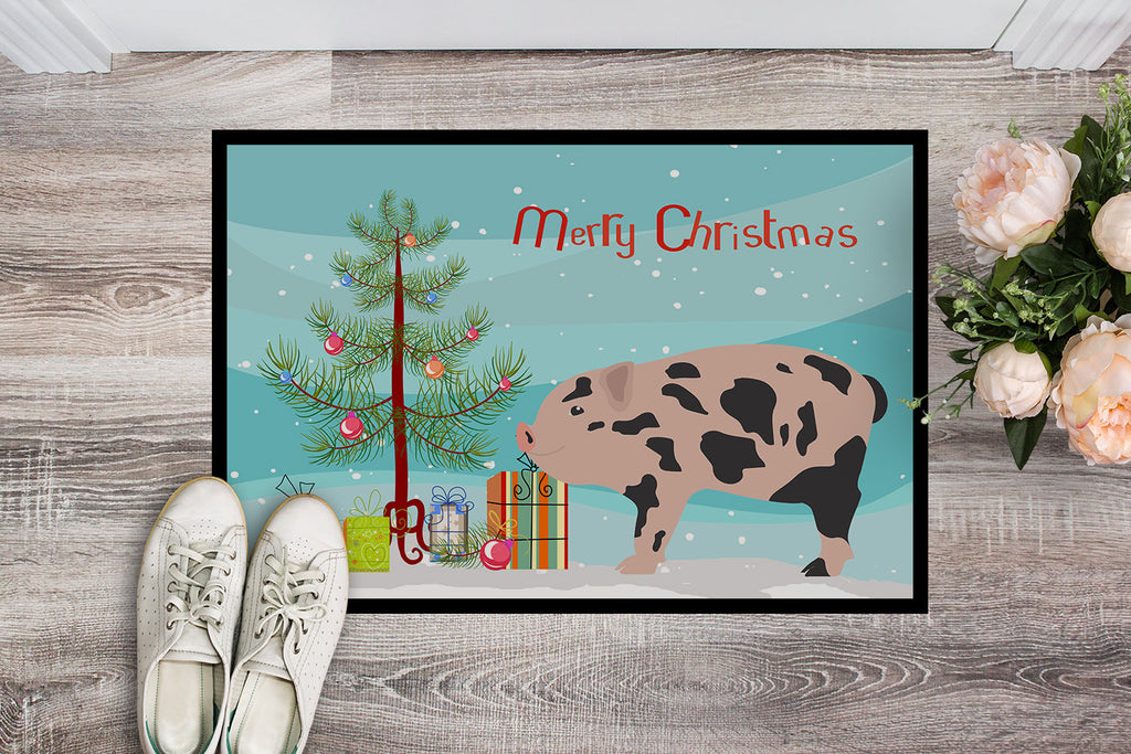 Mini Miniature Pig Christmas Doormat Indoor Outdoor 18H X 27W Front Door Mat Rugs for Entryway, Non Slip Washable