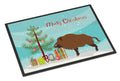 Wild Boar Pig Christmas Doormat Indoor Outdoor 18H X 27W Front Door Mat Rugs for Entryway, Non Slip Washable