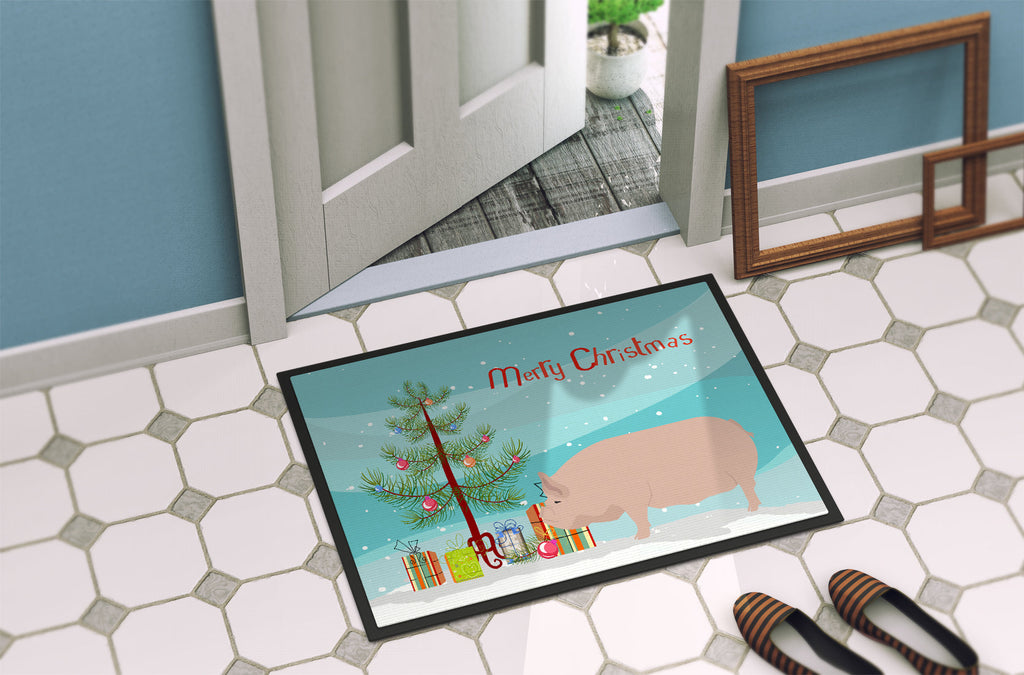 Welsh Pig Christmas Doormat Indoor Outdoor 18H X 27W Front Door Mat Rugs for Entryway, Non Slip Washable