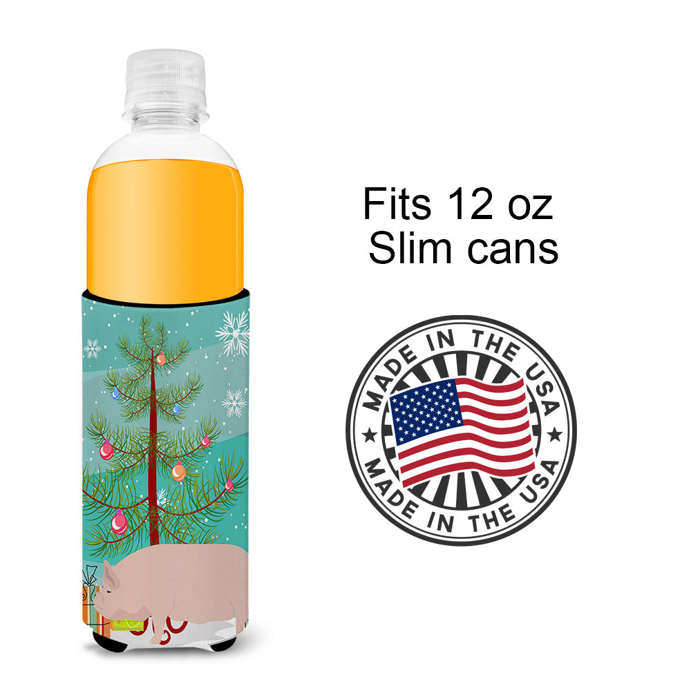 Welsh Pig Christmas Slim Can Hugger , Insulated Foam Hugger for 12 oz Slim Cans, Beer Bottles & Water Bottles, Printed in USA