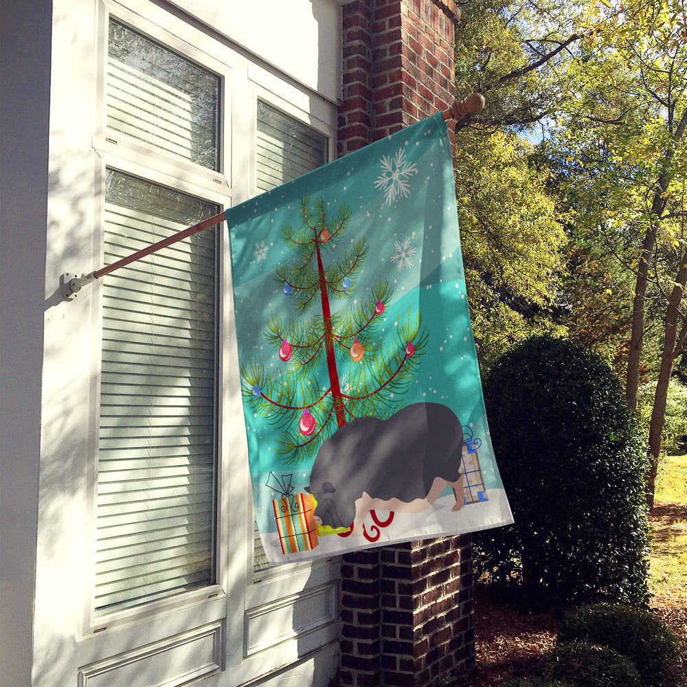 Vietnamese Pot-Bellied Pig Christmas House Flag 28x40 Porch Sleeve Pole Decorative Outside Yard Banner Artwork Wall Hanging, Polyester