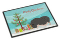 Vietnamese Pot-Bellied Pig Christmas Doormat Indoor Outdoor 24H X 36W Front Door Mat Rugs for Entryway, Non Slip Washable Low Pile,