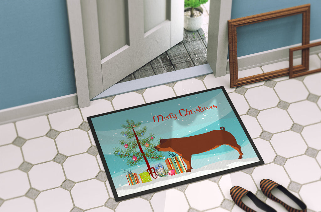 Duroc Pig Christmas Doormat Indoor Outdoor 24H X 36W Front Door Mat Rugs for Entryway, Non Slip Washable Low Pile,