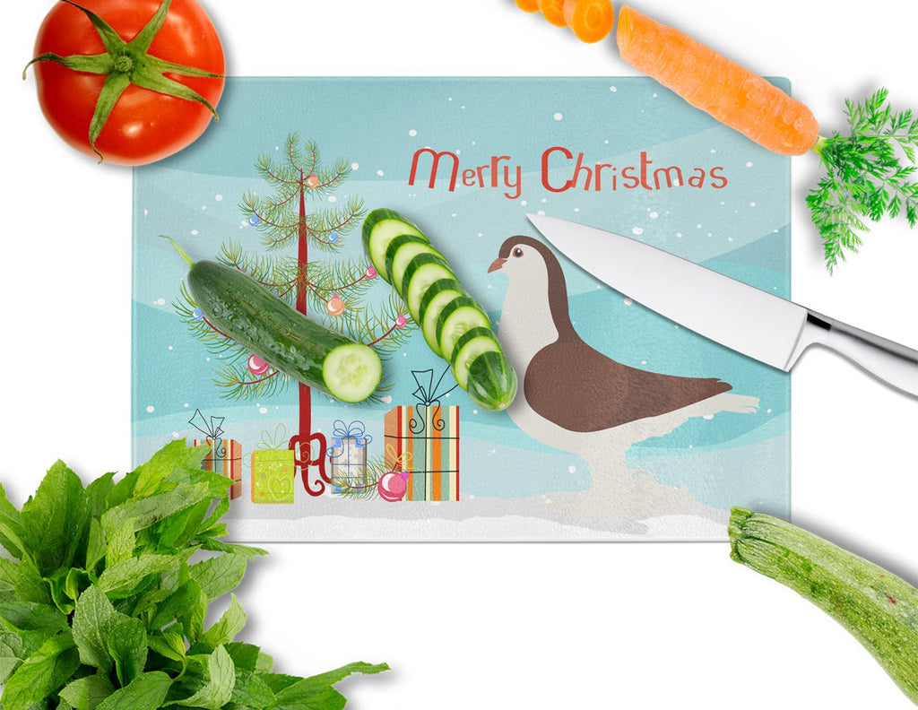 Large Pigeon Christmas Cutting Board Tempered Glass Kitchen Cutting Surface, Heat Resistant Chopping, Non-Slip Feet, Food Prep & Serving