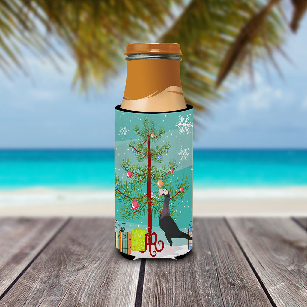English Carrier Pigeon Christmas Slim Can Hugger , Insulated Foam Hugger for 12 oz Slim Cans, Beer Bottles & Water Bottles, Printed in USA