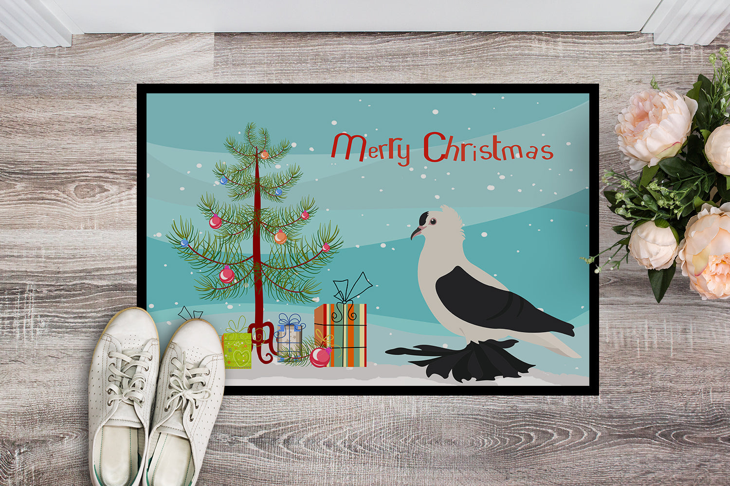 Saxon Fairy Swallow Pigeon Christmas Doormat Indoor Outdoor 24H X 36W Front Door Mat Rugs for Entryway, Non Slip Washable Low Pile,