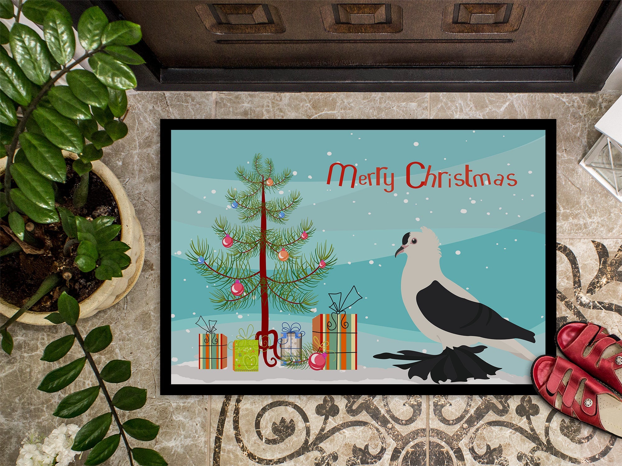 Saxon Fairy Swallow Pigeon Christmas Doormat Indoor Outdoor 24H X 36W Front Door Mat Rugs for Entryway, Non Slip Washable Low Pile,