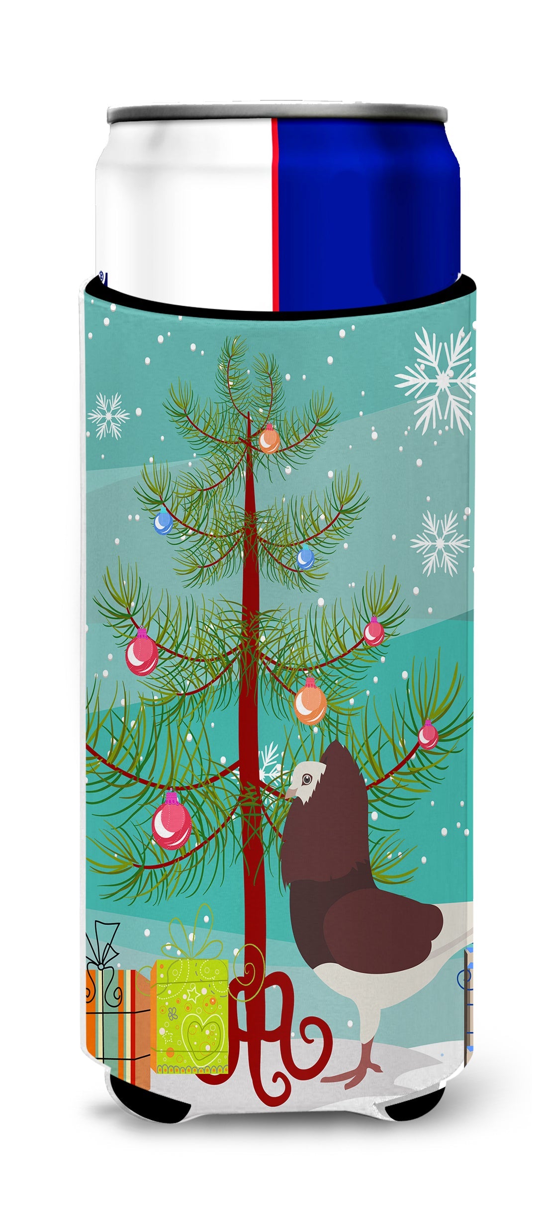 Capuchin Red Pigeon Christmas Slim Can Hugger , Insulated Foam Hugger for 12 oz Slim Cans, Beer Bottles & Water Bottles, Printed in USA