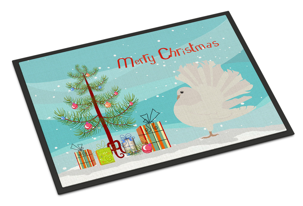 Silver Fantail Pigeon Christmas Doormat Indoor Outdoor 18H X 27W Front Door Mat Rugs for Entryway, Non Slip Washable