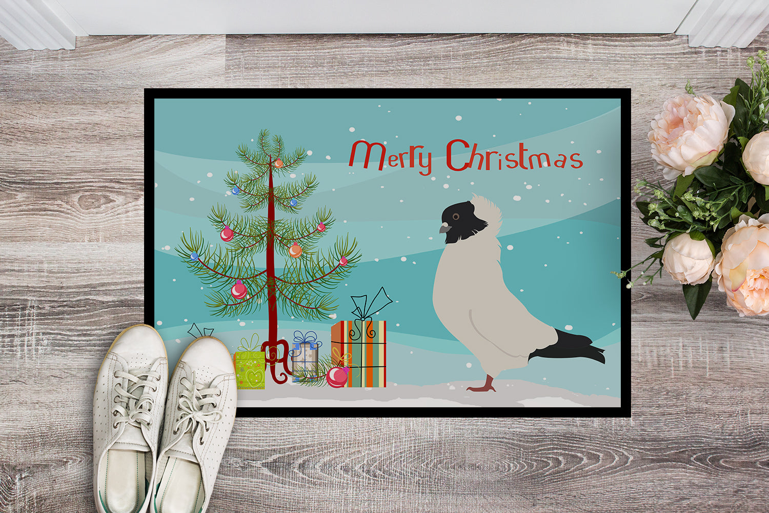 Nun Pigeon Christmas Doormat Indoor Outdoor 18H X 27W Front Door Mat Rugs for Entryway, Non Slip Washable