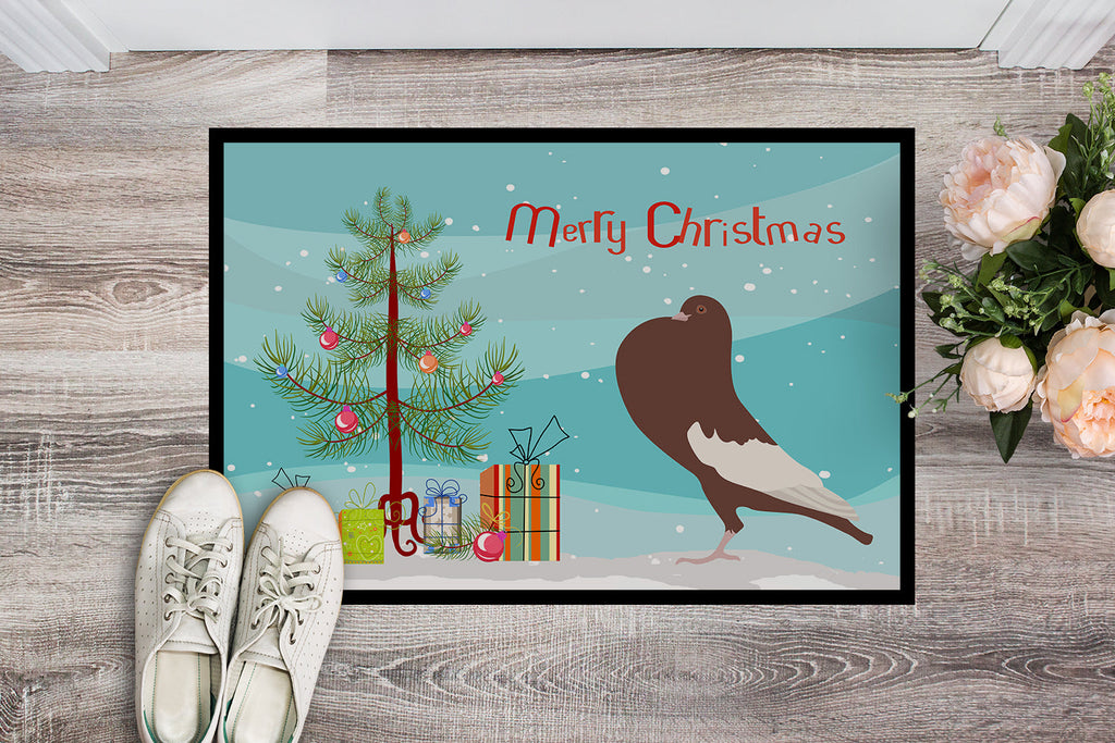 English Pouter Pigeon Christmas Doormat Indoor Outdoor 24H X 36W Front Door Mat Rugs for Entryway, Non Slip Washable Low Pile,