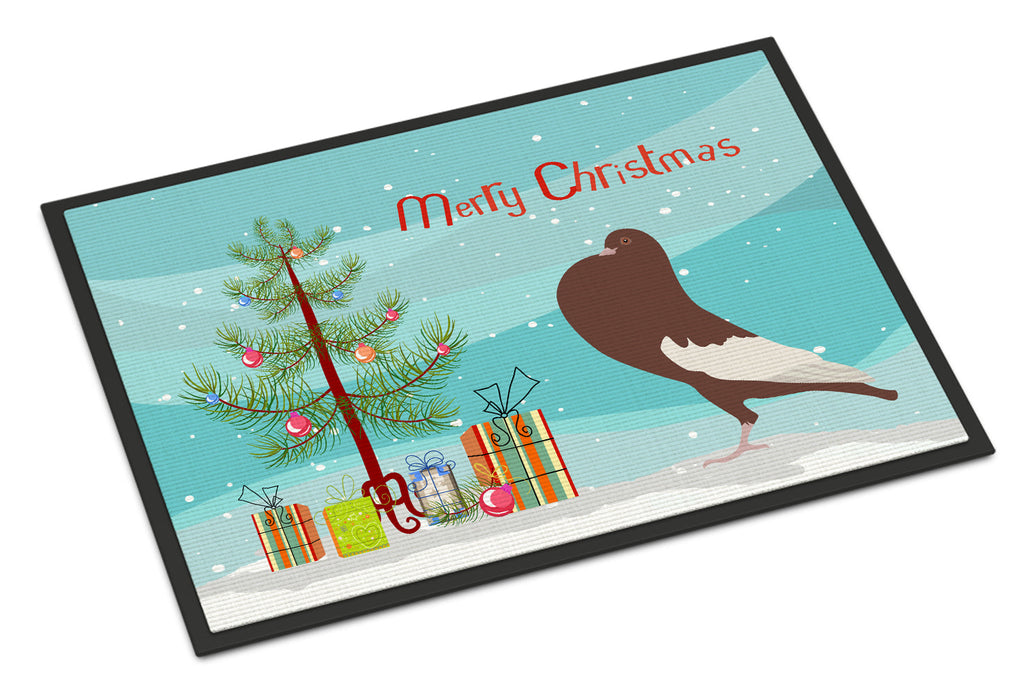 English Pouter Pigeon Christmas Doormat Indoor Outdoor 18H X 27W Front Door Mat Rugs for Entryway, Non Slip Washable